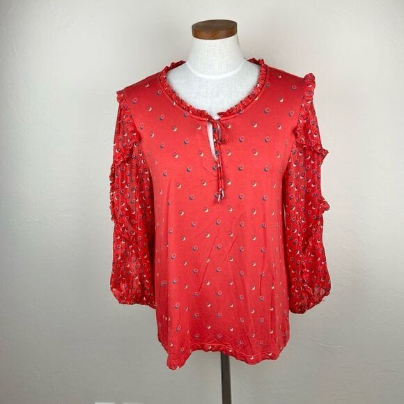 Anthropologie Maeve Jacquin Ruffle Peasant Blouse - Picture 2 of 7
